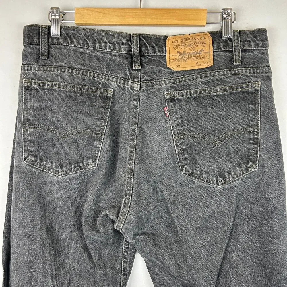 Levi's 505 Regular Fit Jeans Black Vintage 80s Men's Size 36x34 (Measures 34x34)